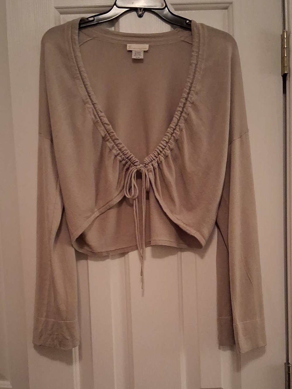 Gray Drawstring Cropped Cardigan